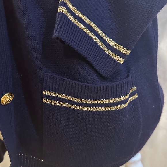 Bay Point Threads Vtg Womens Small Twinset Blue Gold Embroidered Crest Nautical - Picture 8 of 12